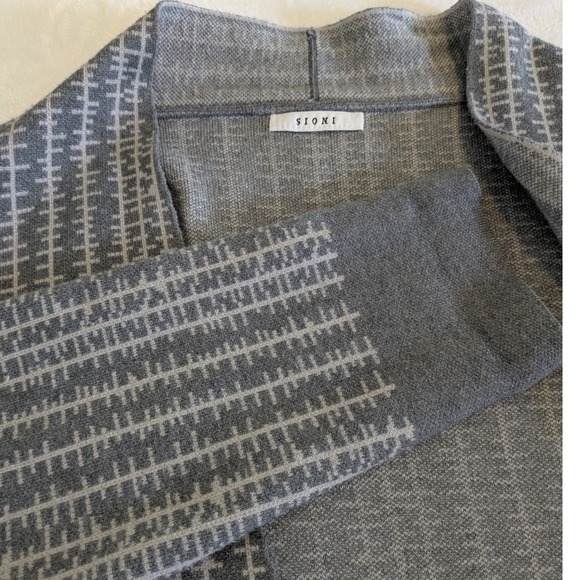 Sioni Cardigan Womens XL Open Front Soft Knit Sweater Gray White Preppy City - Picture 2 of 11